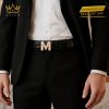 Mặt thắt lưng chữ M vàng hồng Au750 viền kim cương