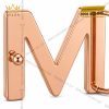 Mặt thắt lưng chữ M vàng hồng Au750 viền kim cương