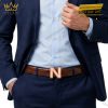 Mặt thắt lưng chữ N vàng hồng Au750
