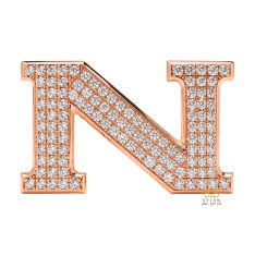 Mặt thắt lưng chữ N vàng hồng Au750 đính kim cương