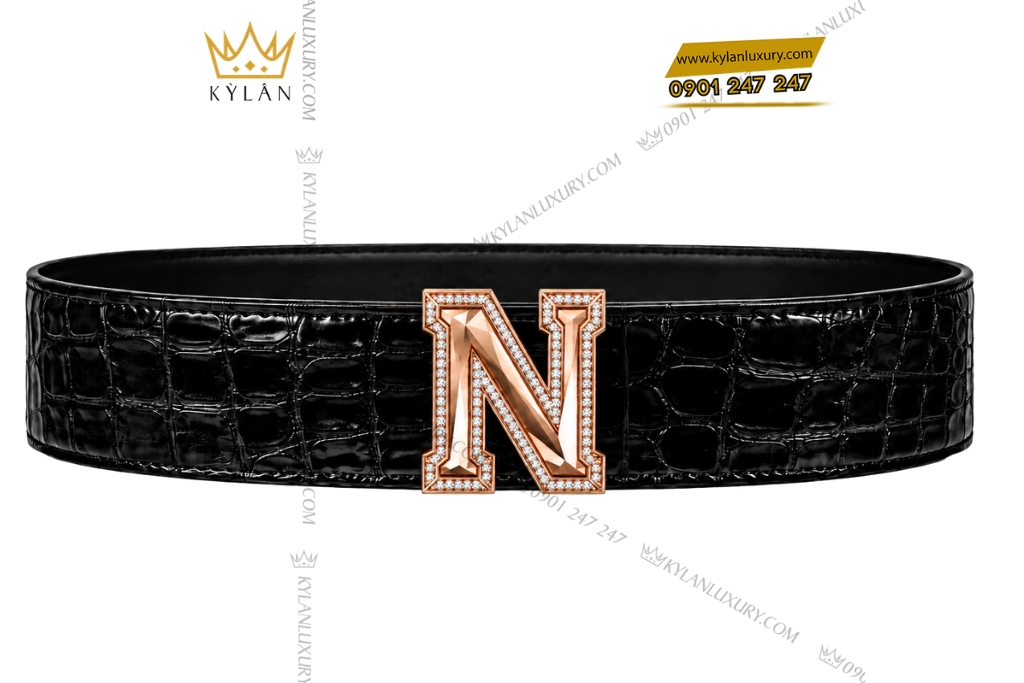 Mặt thắt lưng chữ N vàng hồng Au750 đính kim cương 11 Kỳ Lân Luxury Mat that lung chu N vang hong Au750 dinh kim cuong 16 Mặt thắt lưng chữ N vàng hồng Au750 đính kim cương