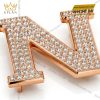 Mặt thắt lưng chữ N vàng hồng Au750 đính kim cương