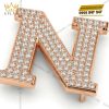 Mặt thắt lưng chữ N vàng hồng Au750 đính kim cương