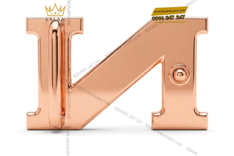 Mặt thắt lưng chữ N vàng hồng Au750 đính kim cương