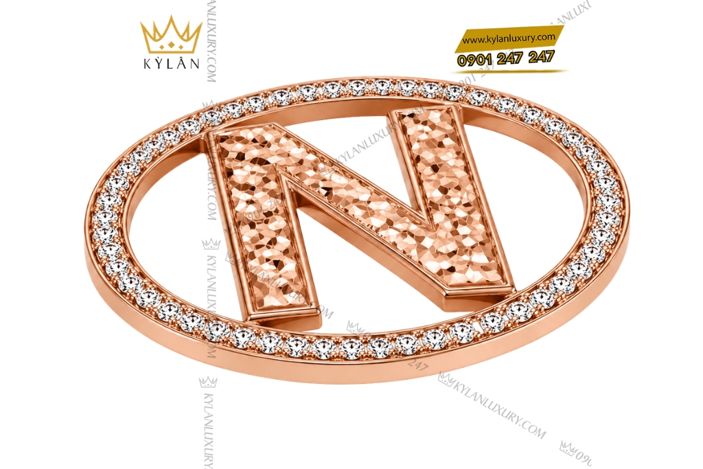 Mặt thắt lưng chữ N vàng hồng Au750 viền kim cương 9 Kỳ Lân Luxury Mat that lung chu N vang hong Au750 vien kim cuong 2 Mặt thắt lưng chữ N vàng hồng Au750 viền kim cương