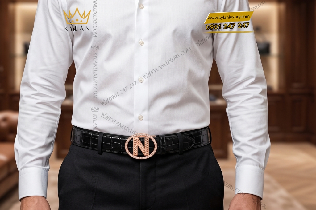 Mặt thắt lưng chữ N vàng hồng Au750 viền kim cương 6 Mặt thắt lưng chữ N vàng hồng Au750 viền kim cương