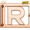 Mặt thắt lưng chữ R vàng hồng Au750