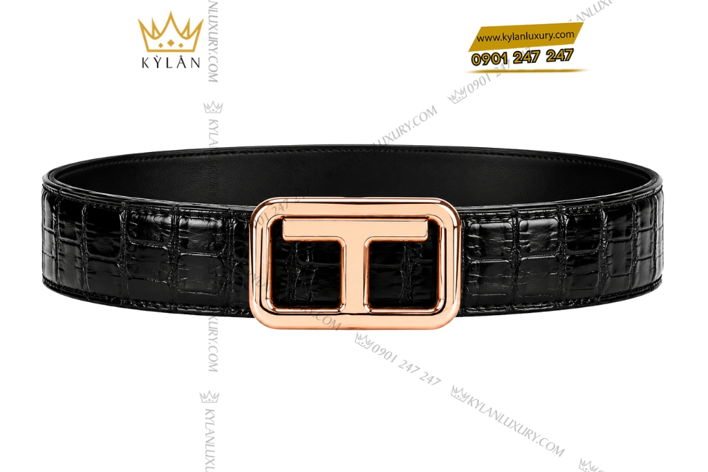 Mặt thắt lưng chữ T vàng hồng Au750