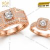 Nhẫn cặp vàng hồng Au750 đính kim cương