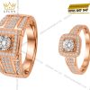 Nhẫn cặp vàng hồng Au750 đính kim cương