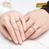 Nhẫn cặp vàng hồng Au750 đính kim cương