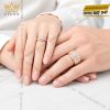 Nhẫn cặp vàng hồng Au750 đính kim cương