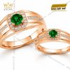 Nhẫn cặp vàng hồng Au750 đính sapphire xanh