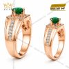 Nhẫn cặp vàng hồng Au750 đính sapphire xanh