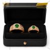 Nhẫn cặp vàng hồng Au750 đính sapphire xanh