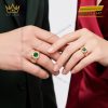 Nhẫn cặp vàng hồng Au750 đính sapphire xanh