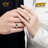 Nhẫn cặp vàng hồng Au750 đính sapphire xanh