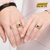 Nhẫn cặp vàng hồng Au750 đính sapphire xanh