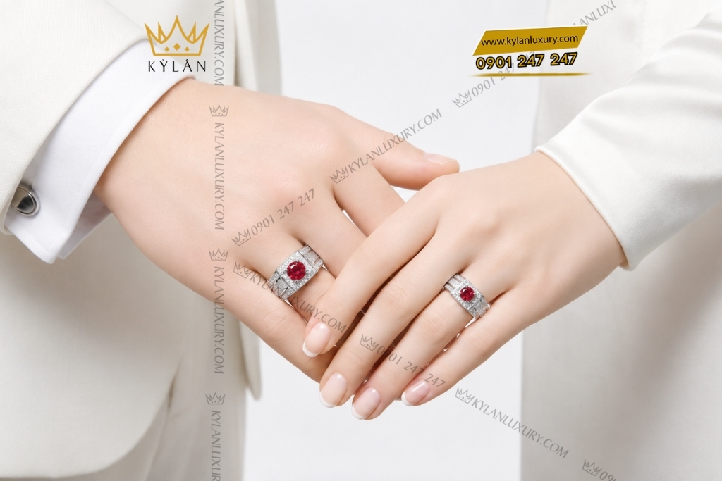 Nhẫn cặp vàng kim cương