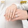 Nhẫn cặp vàng trắng Au750 đính kim cương
