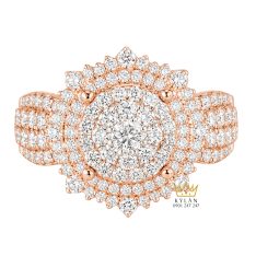Nhẫn nữ vàng hồng Au750 đính kim cương