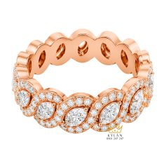 Nhẫn nữ vàng hồng Au750 đính kim cương
