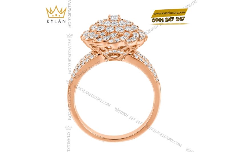 Nhẫn nữ vàng hồng Au750 đính kim cương