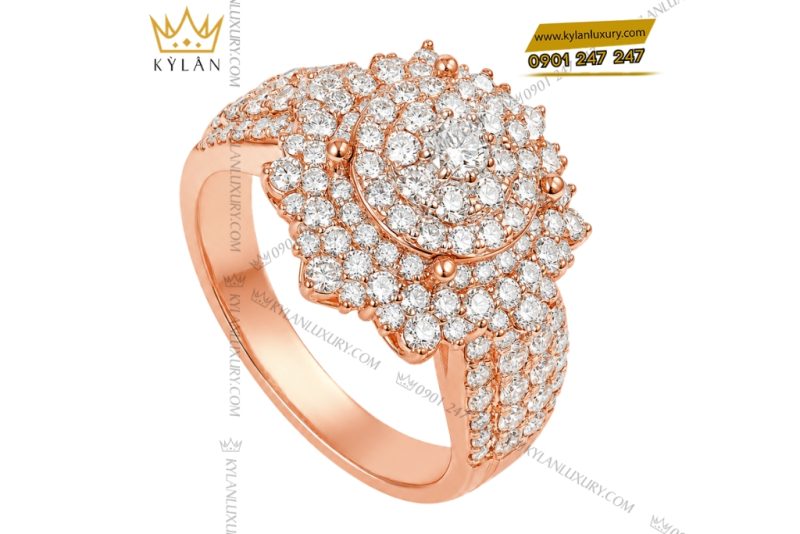 Nhẫn nữ vàng hồng Au750 đính kim cương