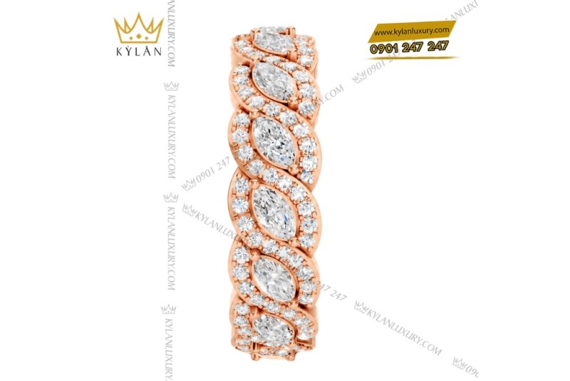 Nhẫn nữ vàng hồng Au750 đính kim cương