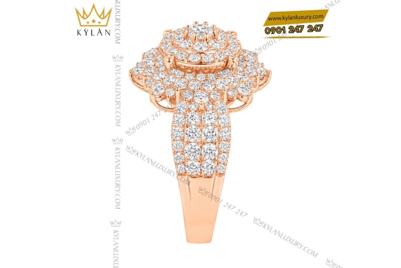 Nhẫn nữ vàng hồng Au750 đính kim cương