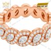 Nhẫn nữ vàng hồng Au750 đính kim cương