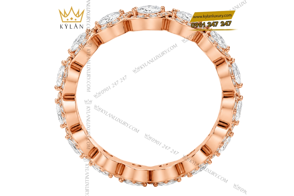 Kỳ Lân Luxury Nhan nu vang hong Au750 dinh kim cuong 7 Nhẫn nữ vàng hồng Au750 đính kim cương