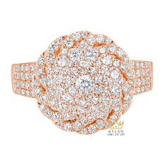 Nhẫn nữ vàng hồng Au750 đính kim cương