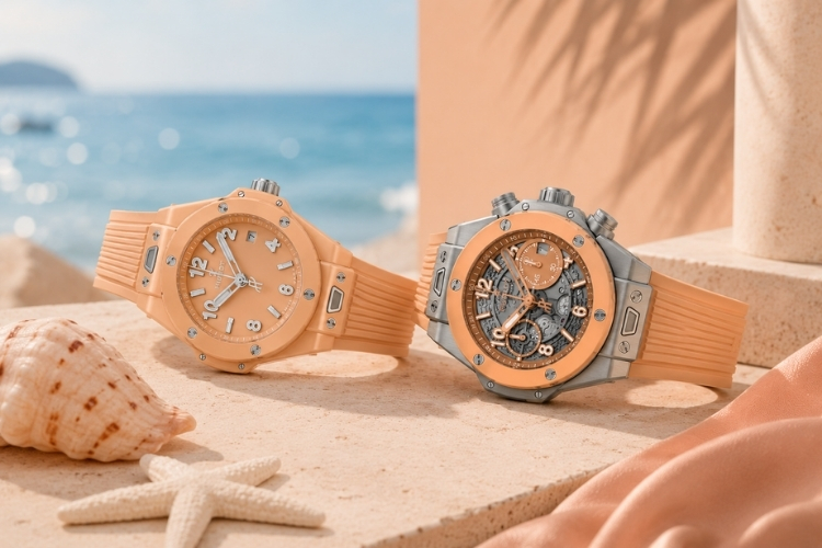 Kỳ Lân Luxury bo doi hublot big bang peach ceramic 2026 1 Hublot ra mắt bộ đôi Big Bang Peach Ceramic – Sắc Peach pastel khuấy động mùa hè 2026