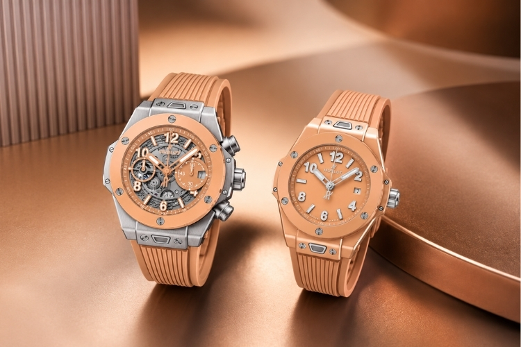 Kỳ Lân Luxury bo doi hublot big bang peach ceramic 2026 8 Hublot ra mắt bộ đôi Big Bang Peach Ceramic – Sắc Peach pastel khuấy động mùa hè 2026