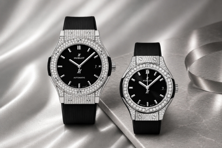 Cặp đôi Hublot Classic Fusion đính kim cương được nhiều khách hàng lựa chọn tại Kỳ Lân 1 Kỳ Lân Luxury cap doi hublot classic fusion 42mm 33mm dinh kim cuong 1 Cặp đôi Hublot Classic Fusion đính kim cương được nhiều khách hàng lựa chọn tại Kỳ Lân