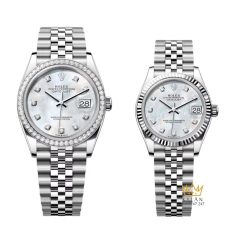 Cặp đôi Rolex Datejust mặt số xà cừ 126284RBR & 278274