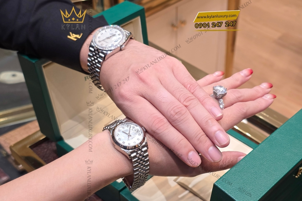 Kỳ Lân Luxury cap doi rolex datejust 36 126284rbr datejust 31 278274 6 Cặp đôi Rolex Datejust mặt số xà cừ 126284RBR & 278274