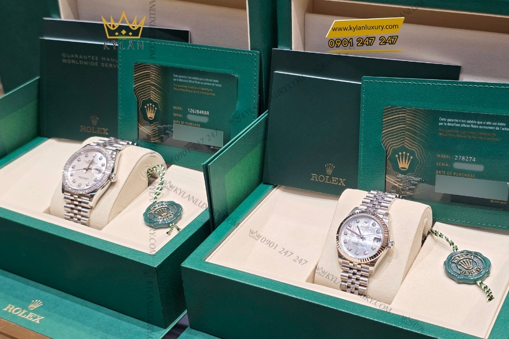 Kỳ Lân Luxury cap doi rolex datejust 36 126284rbr datejust 31 278274 8 Cặp đôi Rolex Datejust mặt số xà cừ 126284RBR & 278274