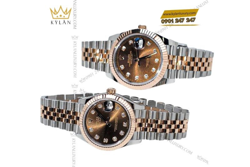 Cặp đôi Rolex Datejust demi vàng hồng chocolate 126331 & 278271