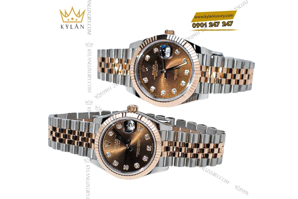 Kỳ Lân Luxury cap doi rolex datejust demi vang hong chocolate 126331 278271 10 Cặp đôi Rolex Datejust demi vàng hồng chocolate 126331 & 278271