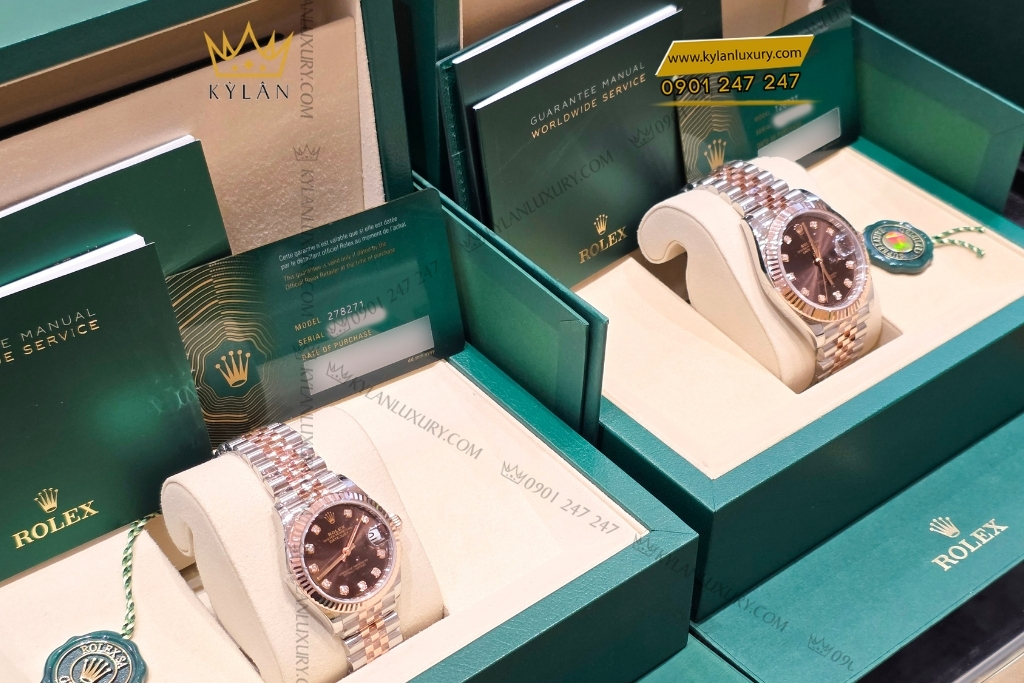 Kỳ Lân Luxury cap doi rolex datejust demi vang hong chocolate 126331 278271 2 Cặp đôi Rolex Datejust demi vàng hồng chocolate 126331 & 278271