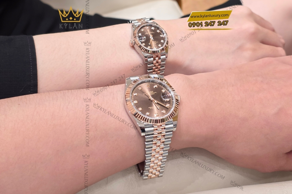 Kỳ Lân Luxury cap doi rolex datejust demi vang hong chocolate 126331 278271 3 Cặp đôi Rolex Datejust demi vàng hồng chocolate 126331 & 278271