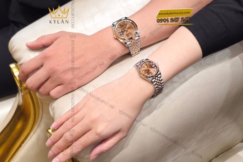 Cặp đôi Rolex Datejust demi vàng hồng chocolate 126331 & 278271