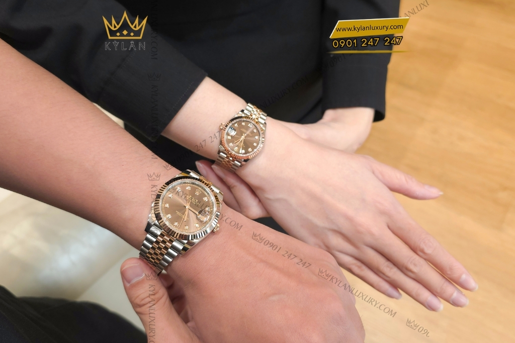 Kỳ Lân Luxury cap doi rolex datejust demi vang hong chocolate 126331 278271 6 Cặp đôi Rolex Datejust demi vàng hồng chocolate 126331 & 278271
