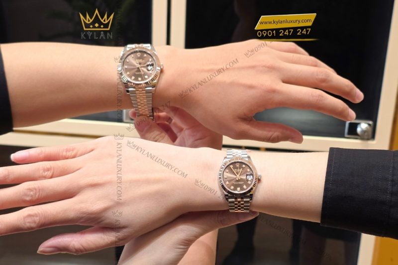 Cặp đôi Rolex Datejust demi vàng hồng chocolate 126331 & 278271