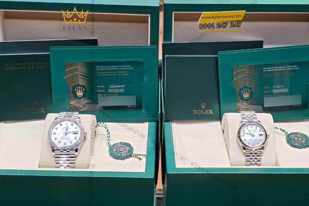 Kỳ Lân Luxury cap doi rolex datejust kham trai 126284rbr 278274 13 Cặp đôi Rolex Datejust khảm trai 126284RBR & 278274 – Bộ đôi được nhiều khách hàng lựa chọn tại Kỳ Lân
