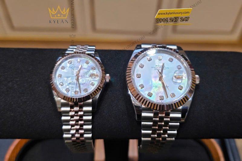 Cặp đôi Rolex Datejust demi vàng hồng xà cừ 126331 & 278271