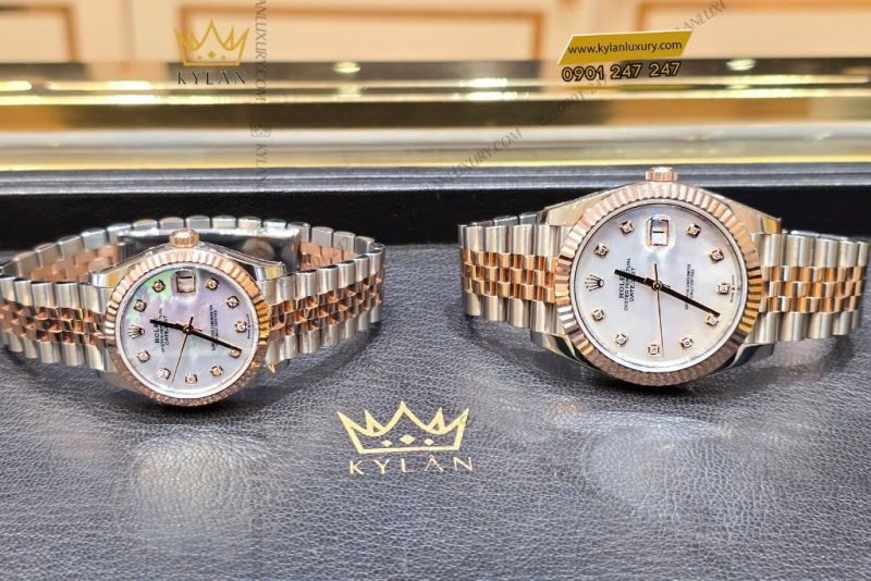 Cặp đôi Rolex Datejust demi vàng hồng xà cừ 126331 & 278271