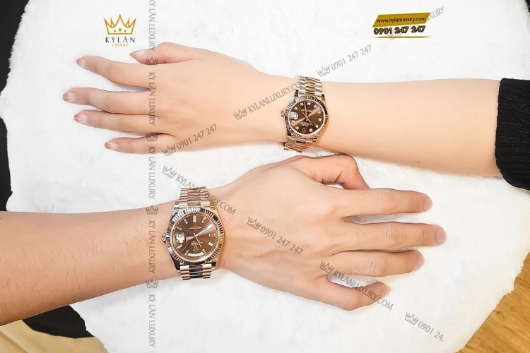 Kỳ Lân Luxury cap doi rolex vang hong chocolate 228235 278275 tai ky lan 6 Cặp đôi Rolex vàng hồng Chocolate 228235 & 278275 nổi bật tại Kỳ Lân